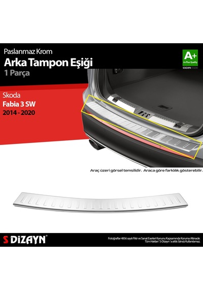 S-dizayn Skoda Fabia 3 Sw Krom Arka Tampon Eşiği 2014 Üzeri