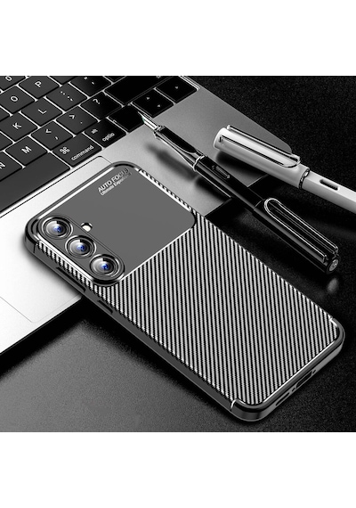Samsung Galaxy Uyumlu A55 Kilif Karbon Tasarim Negro Silikon Kapak