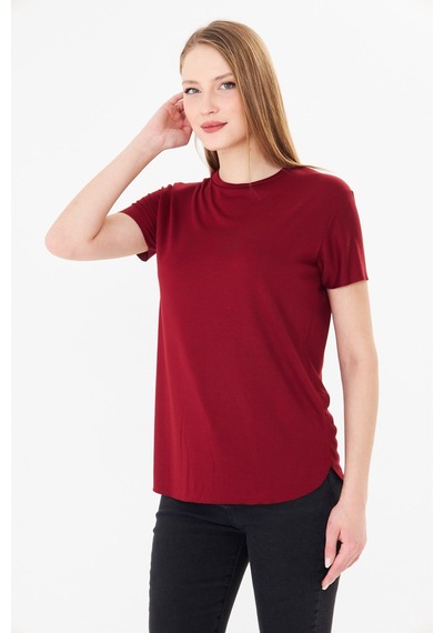 Sortie Collection Etek Ucu Damla Yırtmaçlı Basic Modal Bluz Bordo