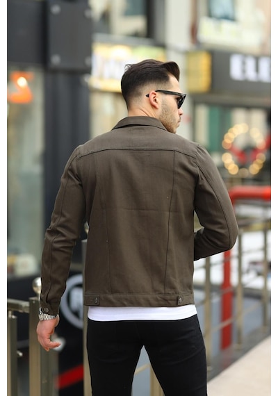 Serseri Jeans Koyu Haki Erkek Kot Ceket Haki Yeşil
