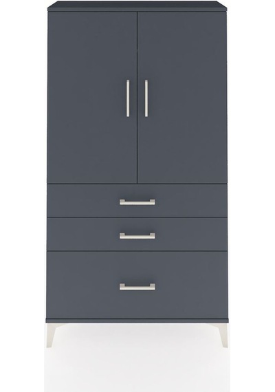 Arges Dolap Tek Raflı 3 Çekmeceli Tek Askılı 88x30x163 Antrasit-antrasit Antrasit