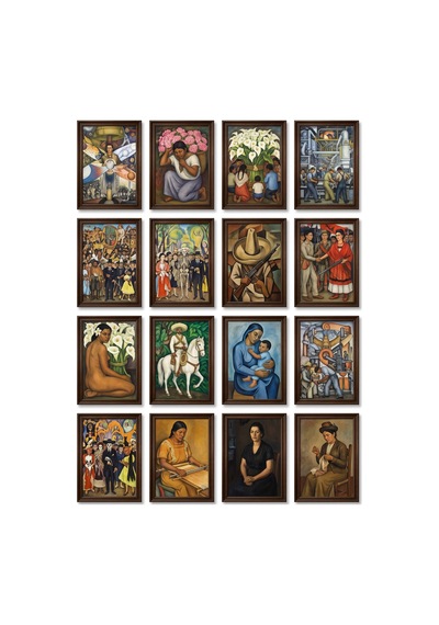 Diego Rivera Tabloları 16'lı Sticker Seti Laptop Defter Ve Ajanda Etiketi Çok Renkli