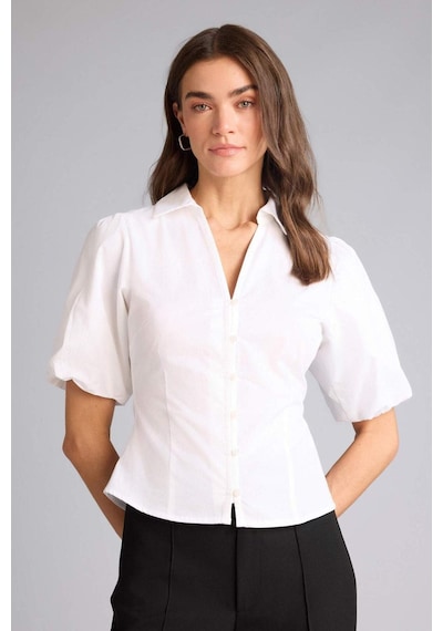 Defacto Fıtted Poplin Kısa Kollu Gömlek H1573ax26spwt34 Beyaz-wt34