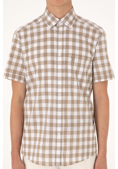 U.s. Polo Assn. Erkek Vizon Gömlek Kısa Kollu 50300221-vr052 Vizon