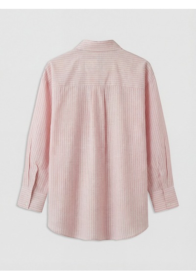 Lcw Modest Pembe Çizgili Oversize Poplin Kadın Gömlek Tunik