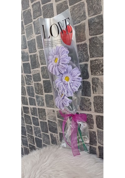Solmayan Çiçek Gerbera- Sevgililer Günü Çiçek Yapay Açık Mor