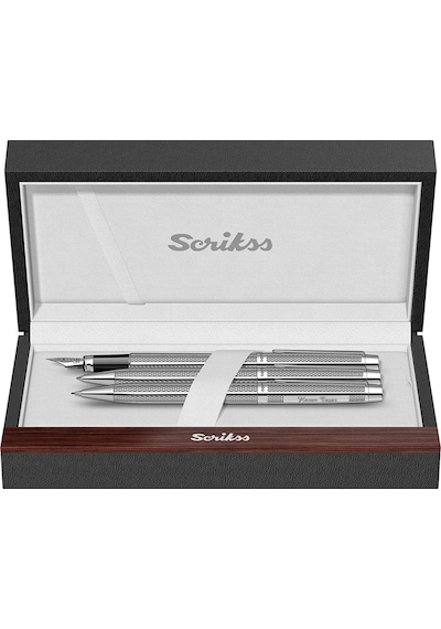 İsme Özel Scrikss 722W Üçlü Set Balıksırtı Desenli Krom