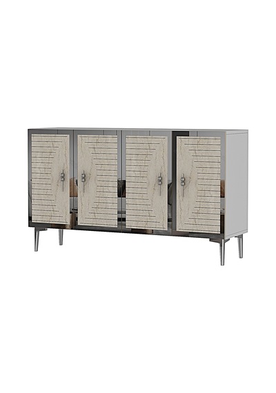 Ka1207bts Tuna Konsol Ve Tv Sehpası Beyaz-traverten-silver 120cm