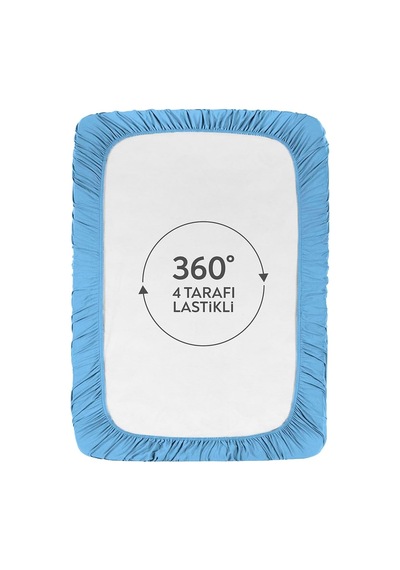 The Berb %100 Pamuklu Tek/çift Kişilik Lastikli Penye Çarşaf Fitted Jersey Bebek Mavisi, 100x200 Genel