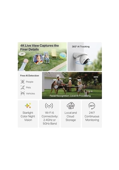 C560ws 4k 8mp Dış Mekan Wi-fi 6 Güvenlik Kamerası Yerel Yüz Tanıma Aı İnsan/evcil Hayvan/araç Algılama Starlight Renkli Gece Görüşü Ip66 Su Geçirmez Microsd & Bulut Depolama