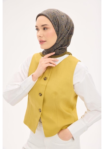 Silk Home Arve Eşarp Etnik Yağ Yeşili 90x90 Çok Renkli