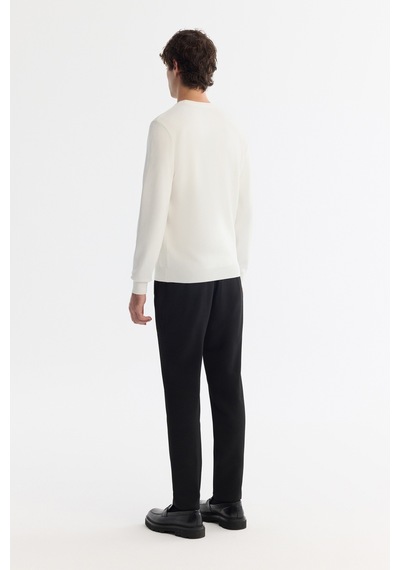 Avva Erkek Ekru Bisiklet Yaka Jakarlı Rayon Tüylenmeyen Regular Fit Triko Kazak A42y5072