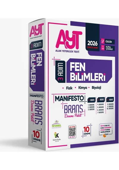 2026 YKS AYT Fen Bilimlerinin Manifestosu BRANŞ Deneme Paketi 10lu Dijital Çözümlü