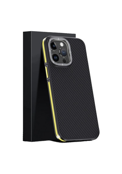 Joko - 255 - iPhone Uyumlu 15 Pro Max Kılıf Aramid 600d Kevlar Karbon Fiber Magsafe Kapak - Csmo-tex - - Sarı