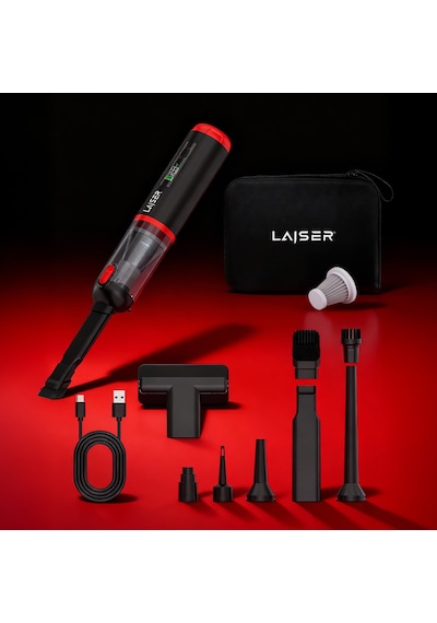 Laiser Kompakt Led Ekranlı 17.000 Pa 3ın1 Çekme-vakum-üfleme Özellikli Şarjlı Araç Süpürgesi Siyah