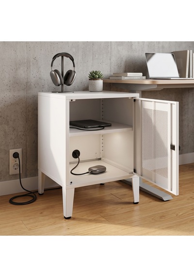 Alfahome Ziglat Serisi Kilitli Metal Home Office Dolabı %70 Perfore Kapaklı Beyaz Ral 9003 450x490x450 Mm
