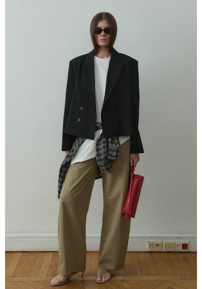 Suud Collection Ekru Asimetrik Oversize Tişört