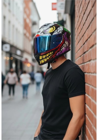 Gıvı 50.x Joke  1 Renkli 1 Şeffaf Vizörlü Motosiklet Kask Lacivert Vizör + Şeffaf