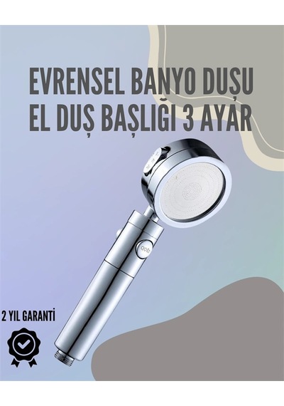 Paslanmaz Çelik Çok Fonksiyonlu El Duş Başlığı 3 Modlu Püskürtme Seçeneği Rekli