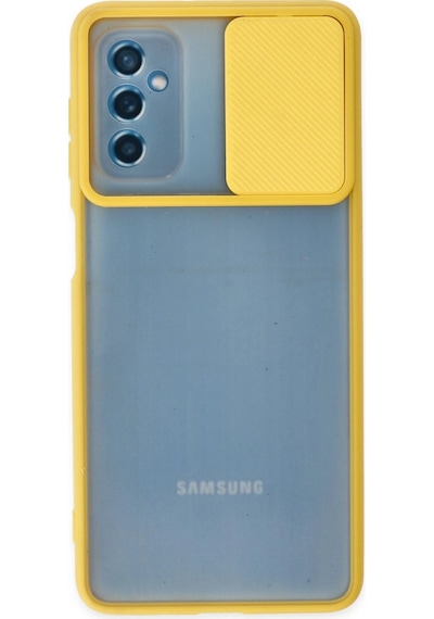 Cosmotex Newface Samsung Galaxy Uyumlu  M52 5g Kılıf Palm Buzlu Kamera Sürgülü Silikon - Sarı