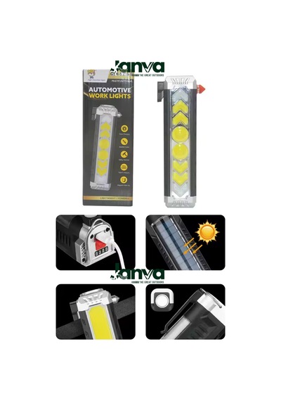 Cam Kırıcı Acil Durum Kablo Sıyırma Çakarlı Usb Şarjlı Kamp El Feneri Işıldak Lamba Led Siyah