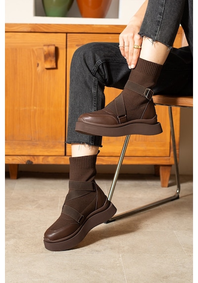 Dabab Shoes Katiana Kadın Kahve Lastik Detaylı Rahat Kalın Taban Triko Spor Bot Kahverengi Dabab Shoes Katiana Kadın Kahve Lastik Detaylı Rahat Kalın Taban Triko Spor Bot Kahverengi