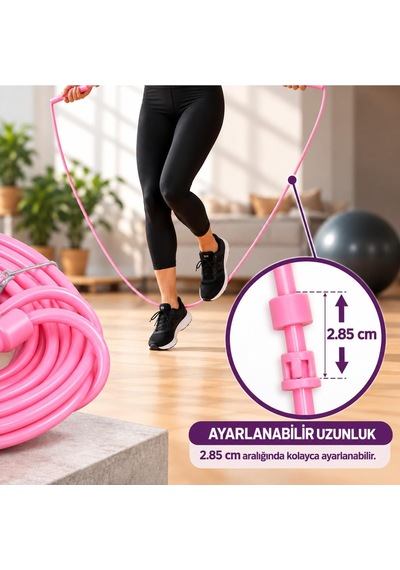 Ayarlanabilir Hızlı Atlama İpi Pembe