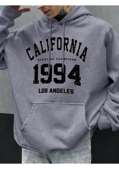 Startmore Startmorekaliforniya Mektubu 1994 Baskılar Hoodies Erkekler Sonbahar Moda Cep Hoody Rahat Polar Street Gri