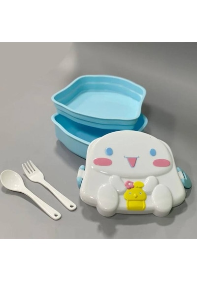 Kawaii 3d Cinnamoroll Figür Kabartmalı 2 Katlı Kilitli Beslenme Çantası Kutusu