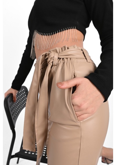 Koza Butik Kadın Jogger Deri Pantolon 6151-23 001
