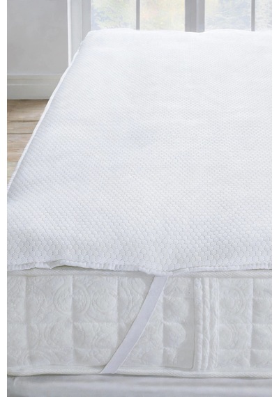 Sıvı Geçirmez 4 Köşe Lastikli Honeycomb Desenli Yatak Alezi Nefes Alan Microfiber Yatak Koruyucu Alez Beyaz Tek Kişilik - Çift Kişilik