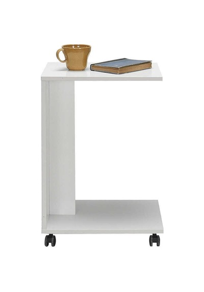 Çok Amaçlı Tekerlekli C Koltuk Sehpası-mat Lake Beyaz Diamond Beyaz 35x65x45 Cm Gxyxd