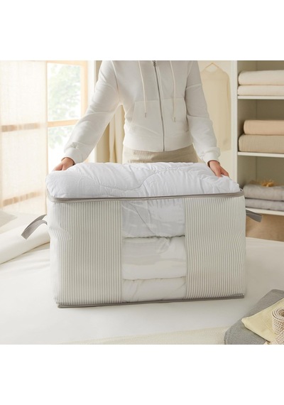 Ayrex Ocean Home Textile Büyük Boy Pvc Pencereli Gri Çizgili Stuff & Things Hurç 60 X 43 X 35 Cm Genel