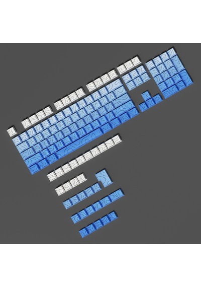 Mekanik Klavye Pbt Çift Baskı Keycap Seti Çizgi Desenli 137 Tuşlu Mavi -beyaz Tuş Takımı