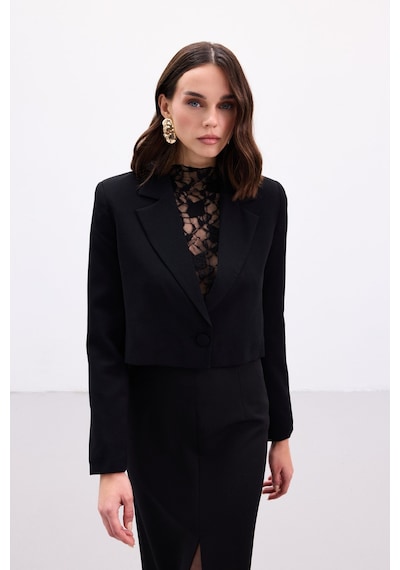 Sateen Luna Kısa Ceket - Siyah-136880 Siyah