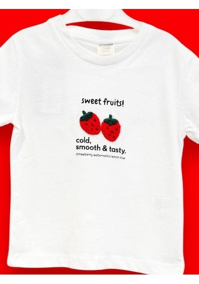 Cantoy Kız Çocuk Pamuklu Punch İşlemeli T-shirt-15119 Beyaz