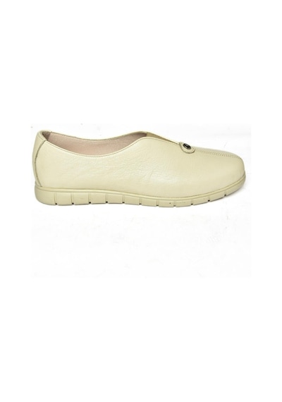 Fox Shoes P555081203 Bej Hakiki Deri Comfort Ortopedik Taban Kadın Ayakkabı Bej
