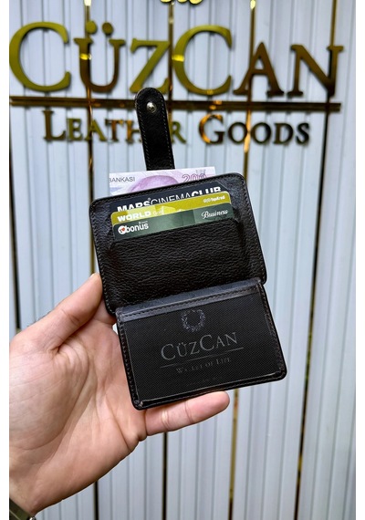 Cüzcan Jorvik Patlı Hakiki Deri Premium Kartlık Kişiye Özel İsim Baskılı Kahverengi