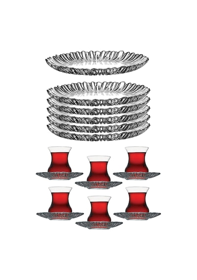 Paşabahçe Aurora Çay Bardağı Pasta Tabağı Seti Takımı 18 Parça