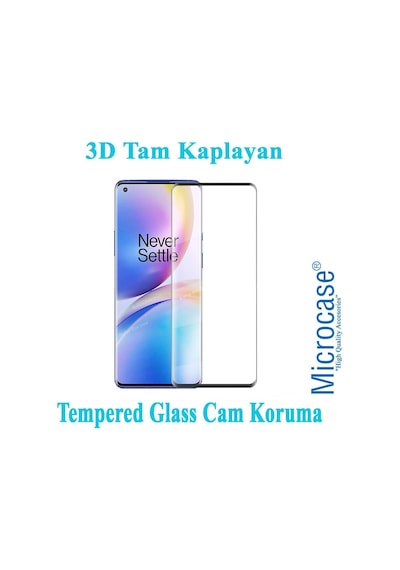 Microcase Oneplus 9 Pro 3D Curved Tam Kaplayan Cam Koruma - Siyah