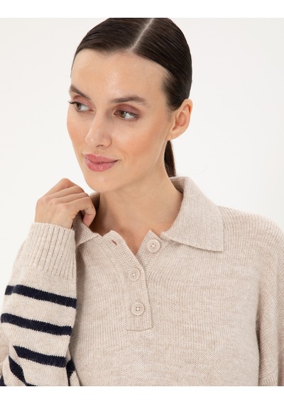 Pierre Cardin Kadın Ekru Kazak /triko 50300147-vr019 Ekru