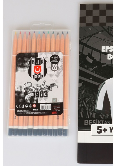 X Dekomus Lisanslı Beşiktaş Boyama Seti 12'li Kuru Boya Kalemi Ve Boyama Kitabı Altın