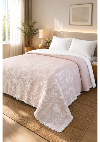 Bloomy Müslin Yatak Örtüsü Pike Çift Kişilik Yumuşak Dokulu Nefes Alan 4 Mevsim Örtü 230x250 Çeyiz&günlük Pudra