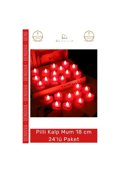 Ledmum Pilli Kalp Led Dekoratif Romantik Alevsiz Şık Aydınlatma Güvenli Mum 18cm 24'lü Paket Çok Renkli