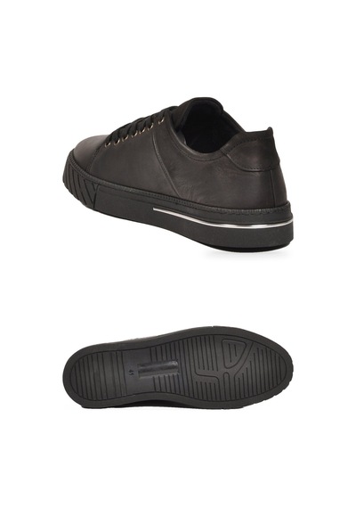 Ayakmod Siyah Hakiki Deri Bağcıklı Rahat Tabanlı Erkek Casual Ayakkabı Sneaker 165