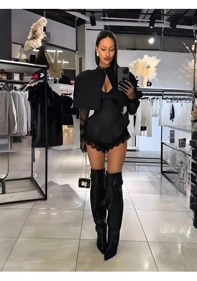Havens Anja Korse Bolero Şort Set Siyah