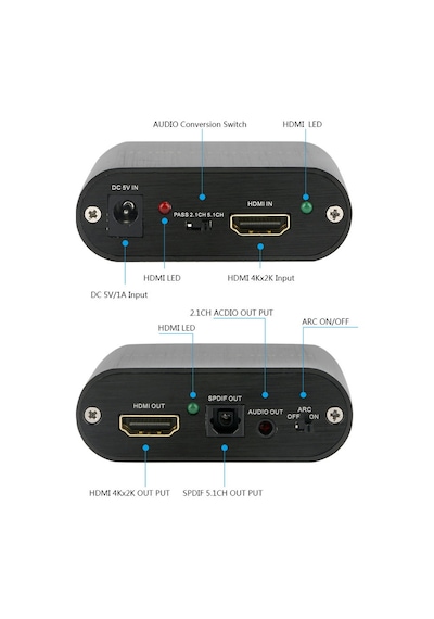 Hdmi To Hdmi Optik Stereo 2.0 4K Ayırıcı Çevirici 4365P Dönüştürü