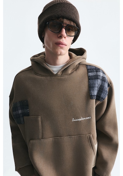 Vamos Boxy Fit Yama Detaylı Sweatshirt Vizon