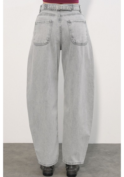 Hiccup Bdart Keten Karışımlı Düz Kesim Denim Jean Açık Gri