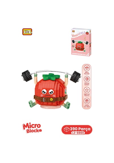 Loz Micro Block Serisi Halter Kaldıran Domates Modeli 390 Parça Dekoratif Oyuncak Yapım Seti Yapı Blok 8860